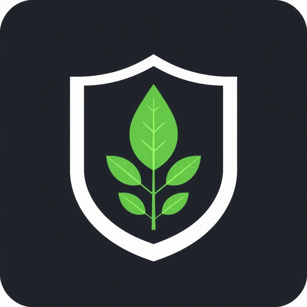 Pictogramă a unui scut cu o frunză, simbolizând calitatea și protecția naturală.