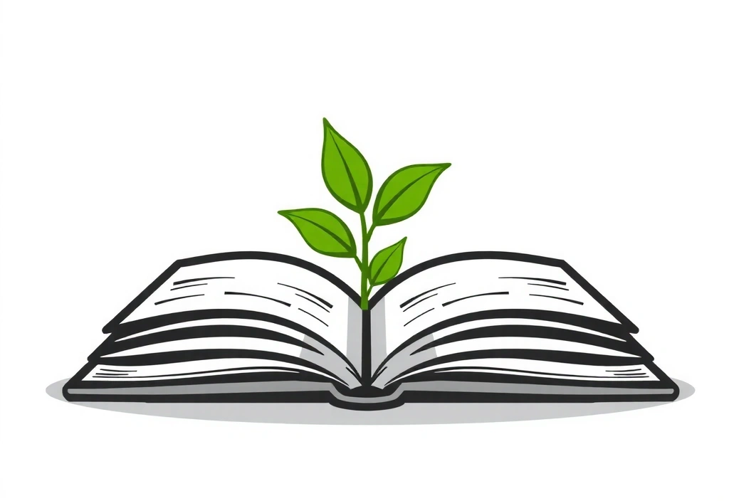 Imagine reprezentând o carte deschisă și o plantă